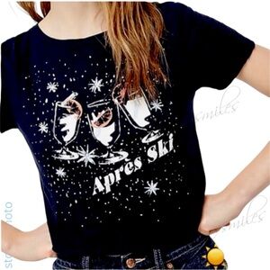 J.CREW JCrew “APRES SKI” Collector Tee Graphic T-Shirt Tee ~ MIDNIGHT NAVY BLUE